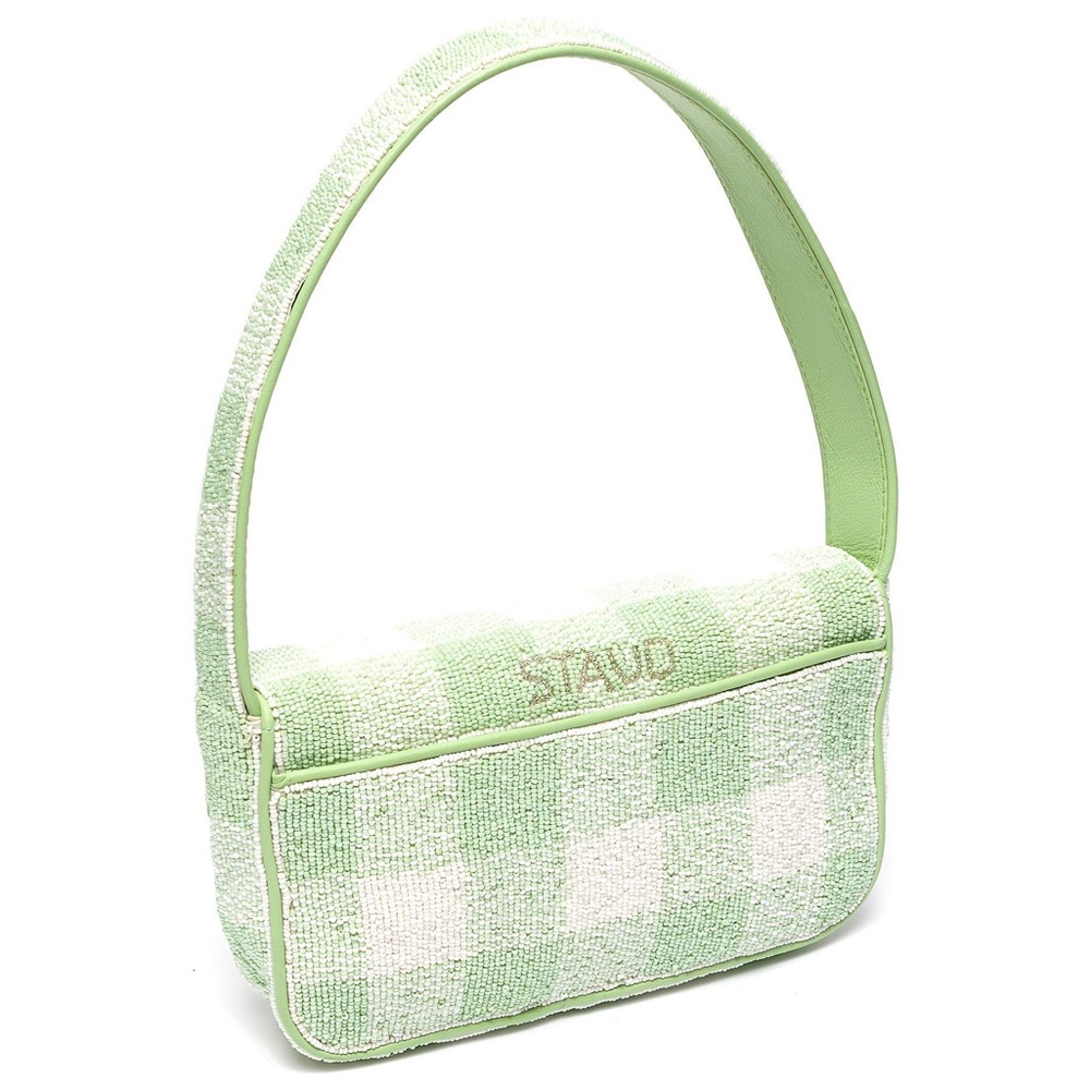 Staud Tommy Beaded Check Print Shoulder Bag - Picture 3 of 7
